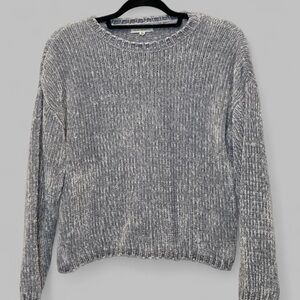 Heathered Cropped Gray Crewneck Women's Sweater XS